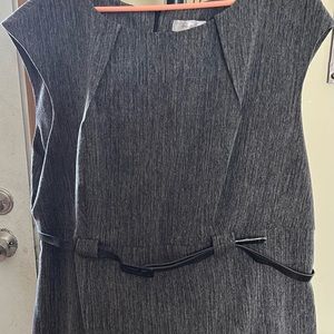 Grey sheath dress with belt